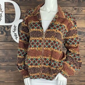 Teddi‎ | Vintage 80's Western Bold Striped Animal Print Plaid Patterned Bomber